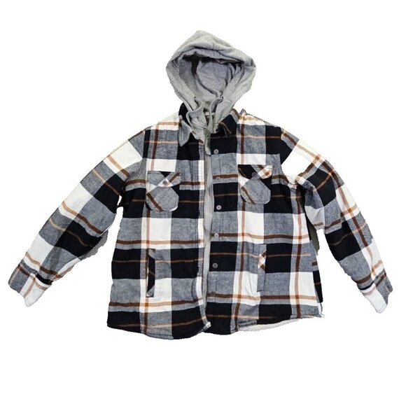 Natural Reflections Women's Jacket XL Plaid Sherpa Lined Hood Zip Pockets Y2K - Picture 1 of 16